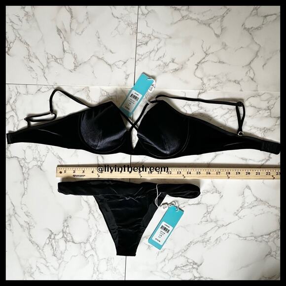 Dylan Velvet Underwire Bikini Top and London Skimpy Bikini Bottoms XL/L $240 - Picture 14 of 15